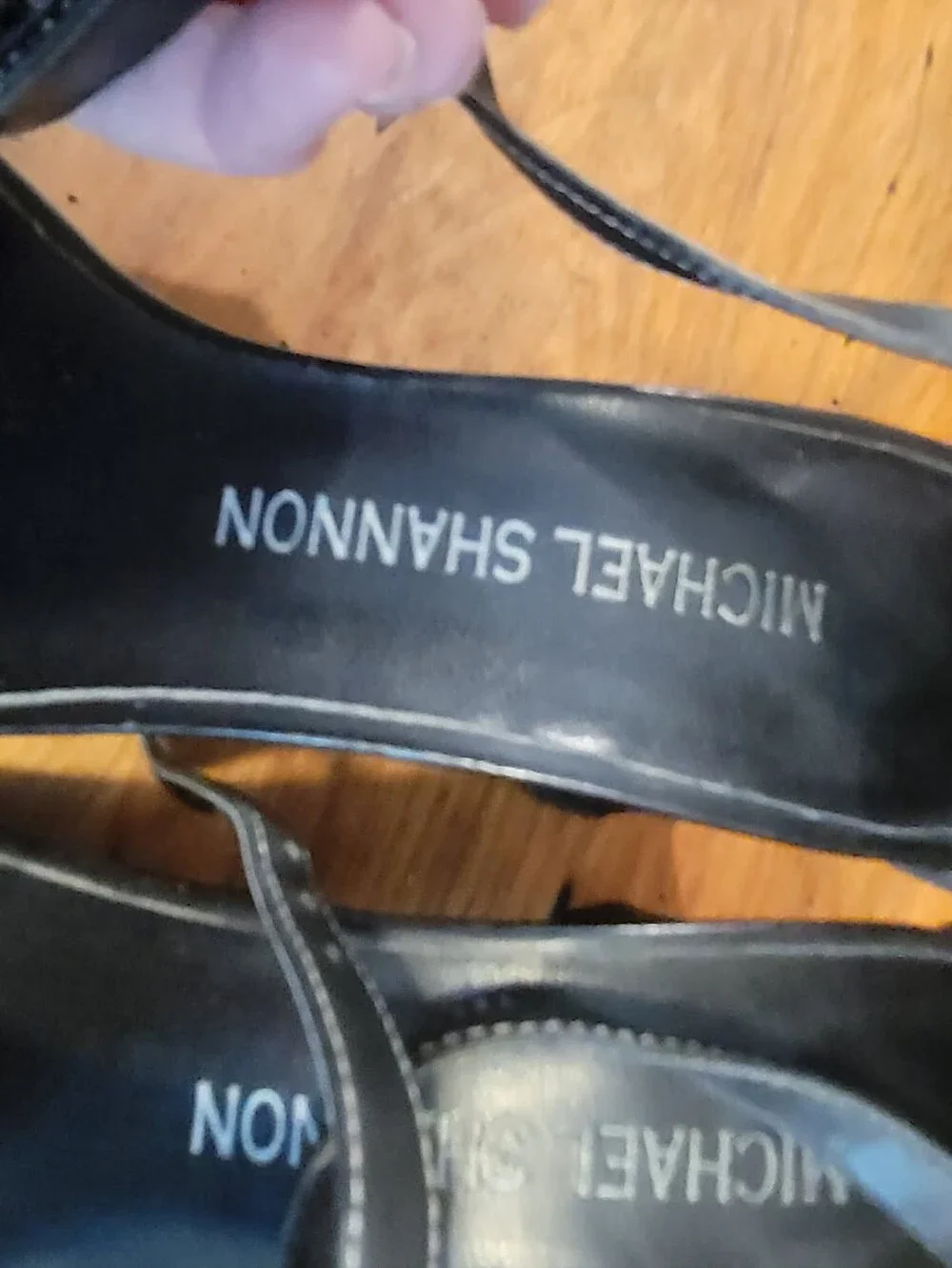 Vintage Micheal Shannon Size 7.5 Black Leather Sling Back 2.5